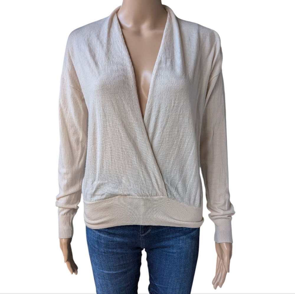 Babaton Jotham Wrap Front Sweater - Merino Wool Lightweight Minimalist - Size S - Picture 3 of 8